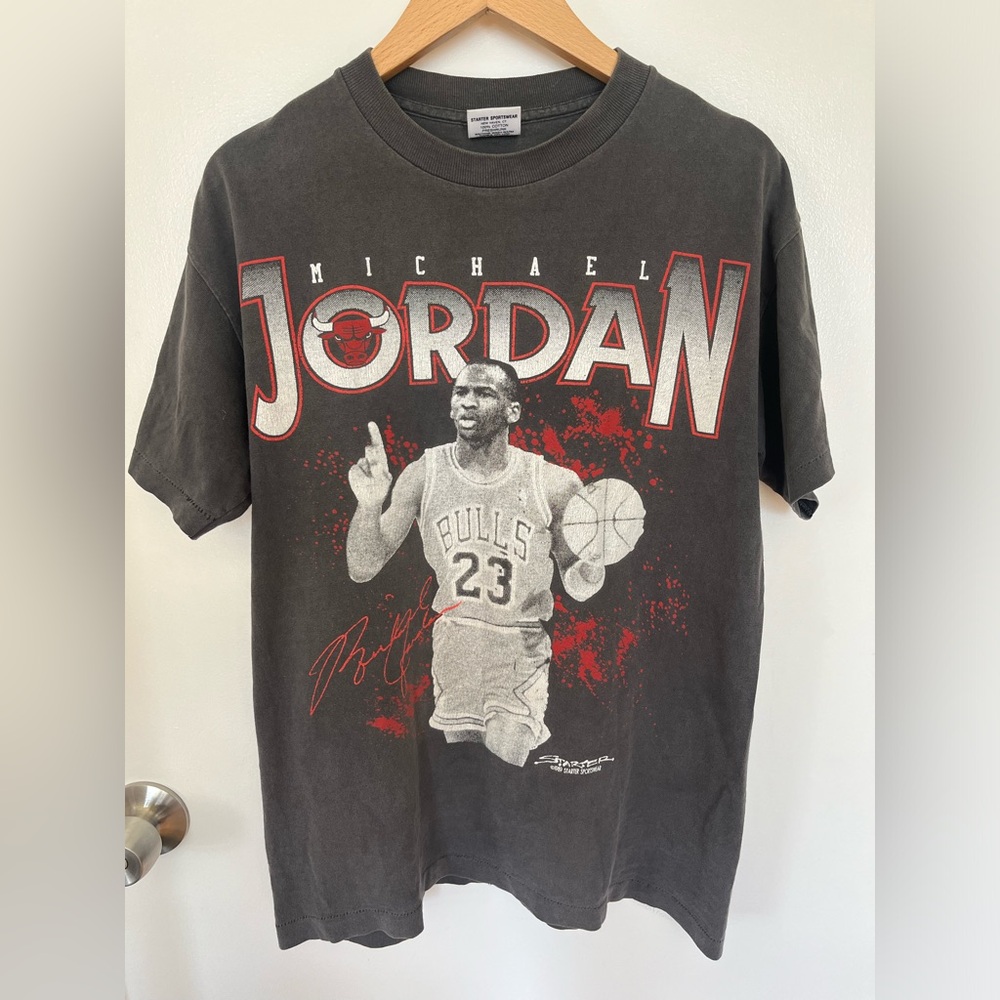 Vintage 1989 Starter Chicago Bulls Michael Jordan NBA T-Shirt Men's M USA